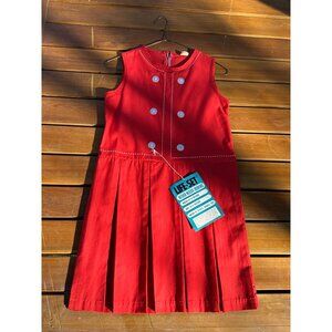 Life Set Red Pleat Mini Shift Dress Sleeveless Nautical White Button Sz 10 Youth